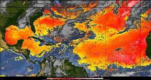Météo tropicale : Air sec et densité de poussière dans l'air.