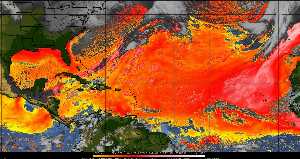 Météo tropicale : Air sec et densité de poussière dans l'air.