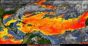 Météo tropicale : Air sec et densité de poussière dans l'air.