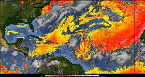 Météo tropicale : Air sec et densité de poussière dans l'air.