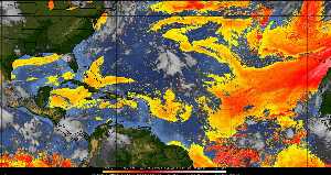 Météo tropicale : Air sec et densité de poussière dans l'air.