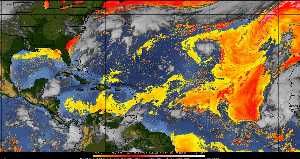 Météo tropicale : Air sec et densité de poussière dans l'air.