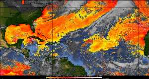 Météo tropicale : Air sec et densité de poussière dans l'air.