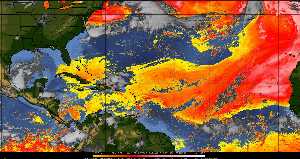 Météo tropicale : Air sec et densité de poussière dans l'air.