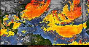 Météo tropicale : Air sec et densité de poussière dans l'air.
