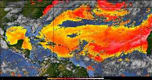 Météo tropicale : Air sec et densité de poussière dans l'air.