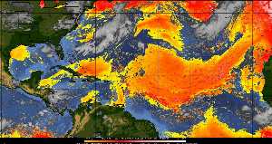 Météo tropicale : Air sec et densité de poussière dans l'air.