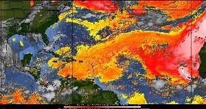 Météo tropicale : Air sec et densité de poussière dans l'air.