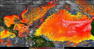 Météo tropicale : Air sec et densité de poussière dans l'air.