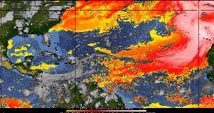 Météo tropicale : Air sec et densité de poussière dans l'air.