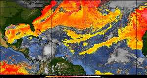 Météo tropicale : Air sec et densité de poussière dans l'air.