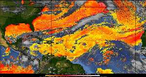 Météo tropicale : Air sec et densité de poussière dans l'air.