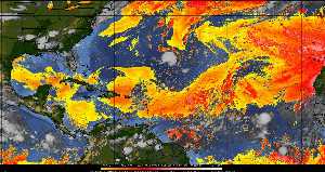 Météo tropicale : Air sec et densité de poussière dans l'air.