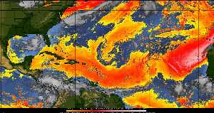 Météo tropicale : Air sec et densité de poussière dans l'air.