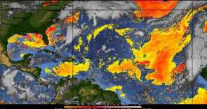 Météo tropicale : Air sec et densité de poussière dans l'air.