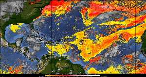 Météo tropicale : Air sec et densité de poussière dans l'air.