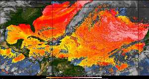 Météo tropicale : Air sec et densité de poussière dans l'air.