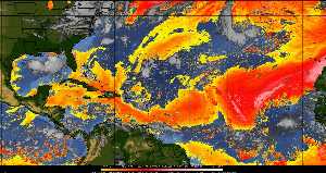 Météo tropicale : Air sec et densité de poussière dans l'air.