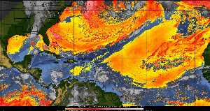 Météo tropicale : Air sec et densité de poussière dans l'air.