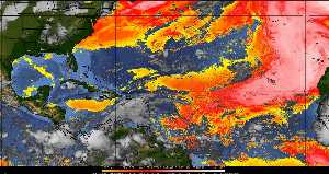Météo tropicale : Air sec et densité de poussière dans l'air.
