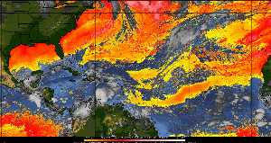 Météo tropicale : Air sec et densité de poussière dans l'air.
