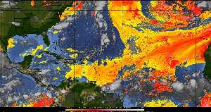 Météo tropicale : Air sec et densité de poussière dans l'air.