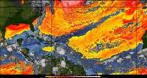 Météo tropicale : Air sec et densité de poussière dans l'air.