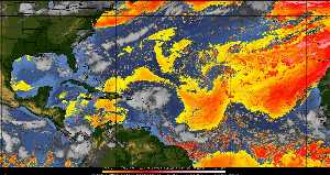Météo tropicale : Air sec et densité de poussière dans l'air.