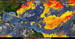 Météo tropicale : Air sec et densité de poussière dans l'air.