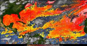 Météo tropicale : Air sec et densité de poussière dans l'air.