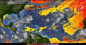 Météo tropicale : Air sec et densité de poussière dans l'air.