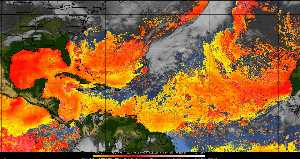 Météo tropicale : Air sec et densité de poussière dans l'air.