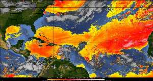 Météo tropicale : Air sec et densité de poussière dans l'air.