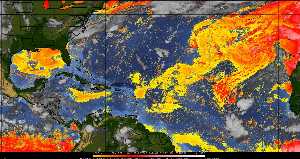 Météo tropicale : Air sec et densité de poussière dans l'air.