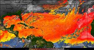 Météo tropicale : Air sec et densité de poussière dans l'air.