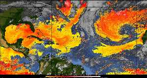 Météo tropicale : Air sec et densité de poussière dans l'air.