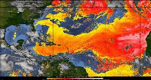 Météo tropicale : Air sec et densité de poussière dans l'air.