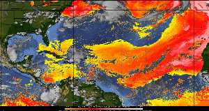 Météo tropicale : Air sec et densité de poussière dans l'air.
