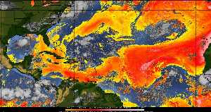 Météo tropicale : Air sec et densité de poussière dans l'air.
