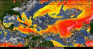 Météo tropicale : Air sec et densité de poussière dans l'air.