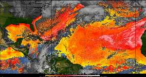 Météo tropicale : Air sec et densité de poussière dans l'air.