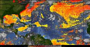 Météo tropicale : Air sec et densité de poussière dans l'air.