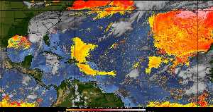 Météo tropicale : Air sec et densité de poussière dans l'air.