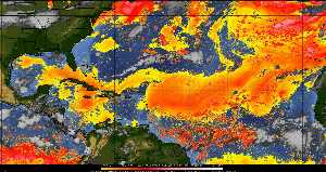 Météo tropicale : Air sec et densité de poussière dans l'air.