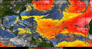 Météo tropicale : Air sec et densité de poussière dans l'air.