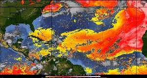 Météo tropicale : Air sec et densité de poussière dans l'air.