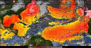 Météo tropicale : Air sec et densité de poussière dans l'air.