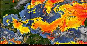 Météo tropicale : Air sec et densité de poussière dans l'air.