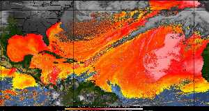 Météo tropicale : Air sec et densité de poussière dans l'air.
