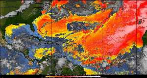 Météo tropicale : Air sec et densité de poussière dans l'air.